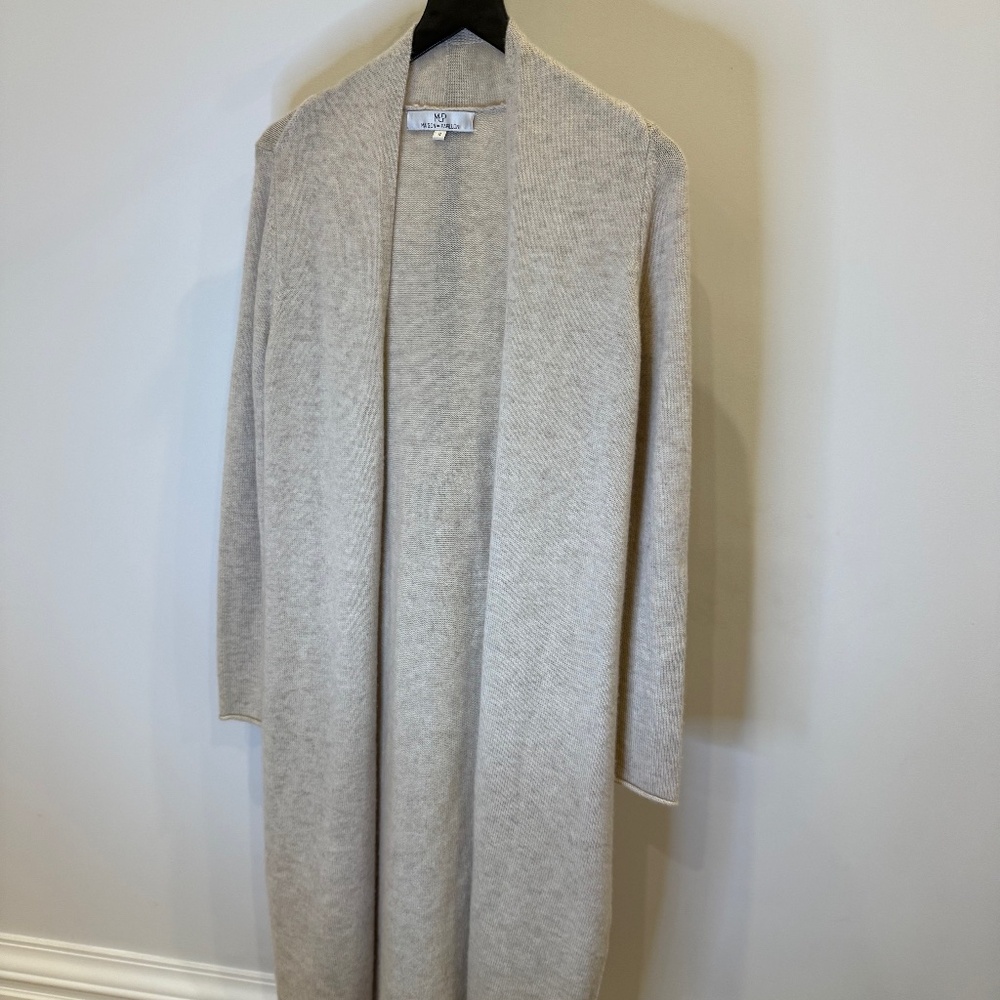 Maison de Papillon XS Womens Long Cashmere Cardigan Biege